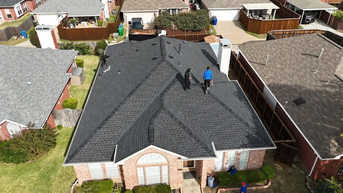 Slate & Tile Roof Repair work in progress on a Long Grove property
